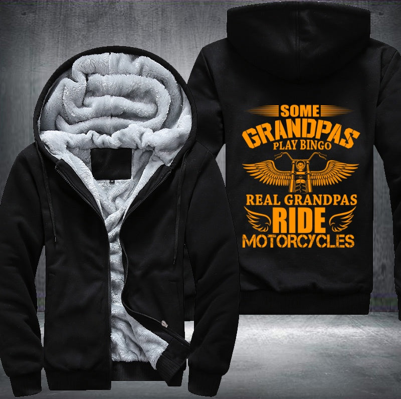 Some grandpas play bingo real grandpas ride motorcycles Fleece Hoodies Jacket