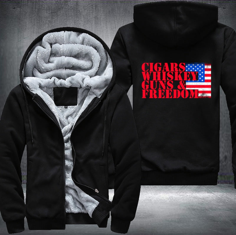CIGARS WHISKEY GUNS & FREEDOM Fleece Hoodies Jacket