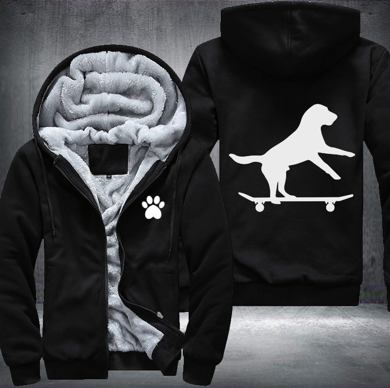 skateboarding Dog  Fleece Hoodies Jacket