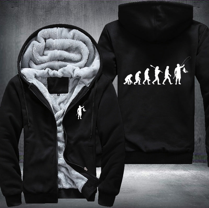 Human evolution Fishing Fleece Hoodies Jacket
