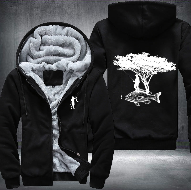 Big tree big fish fishing Fleece Hoodies Jacket