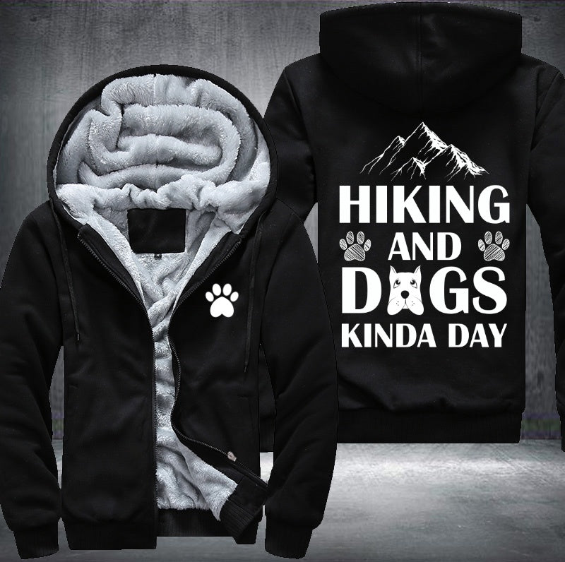 Hiking and dogs kinda day Fleece Hoodies Jacket