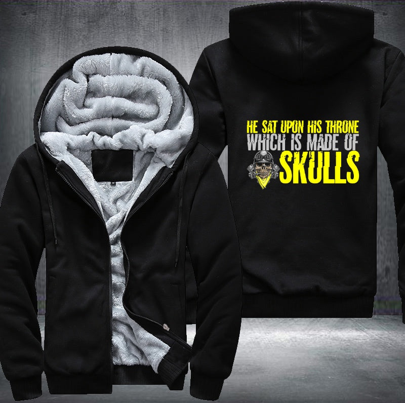 He sat up on his throne which is made of skull Fleece Hoodies Jacket