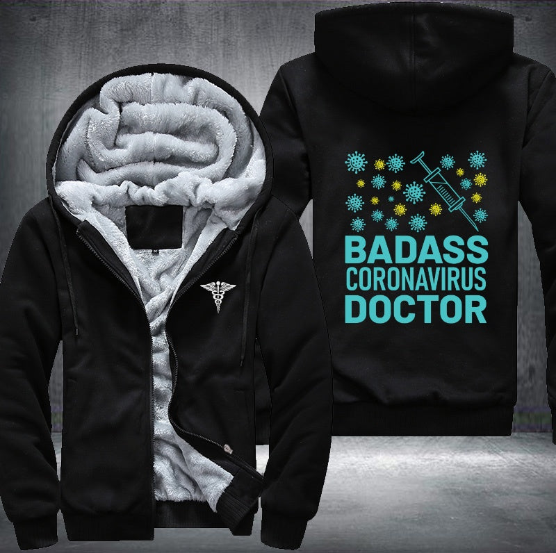 Badass coronavirus doctor Fleece Hoodies Jacket