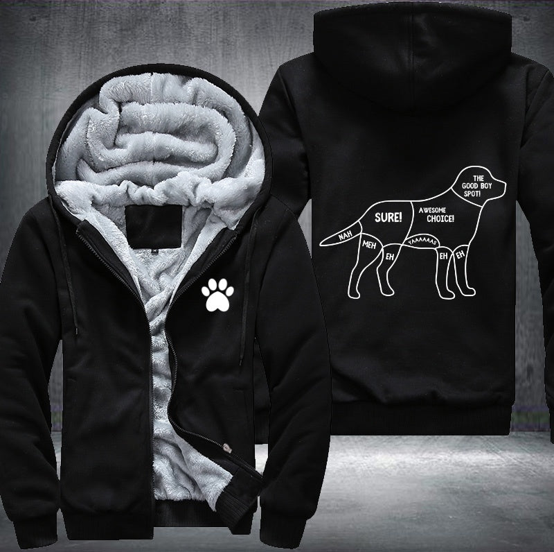 Dog body the good boy spot Fleece Hoodies Jacket