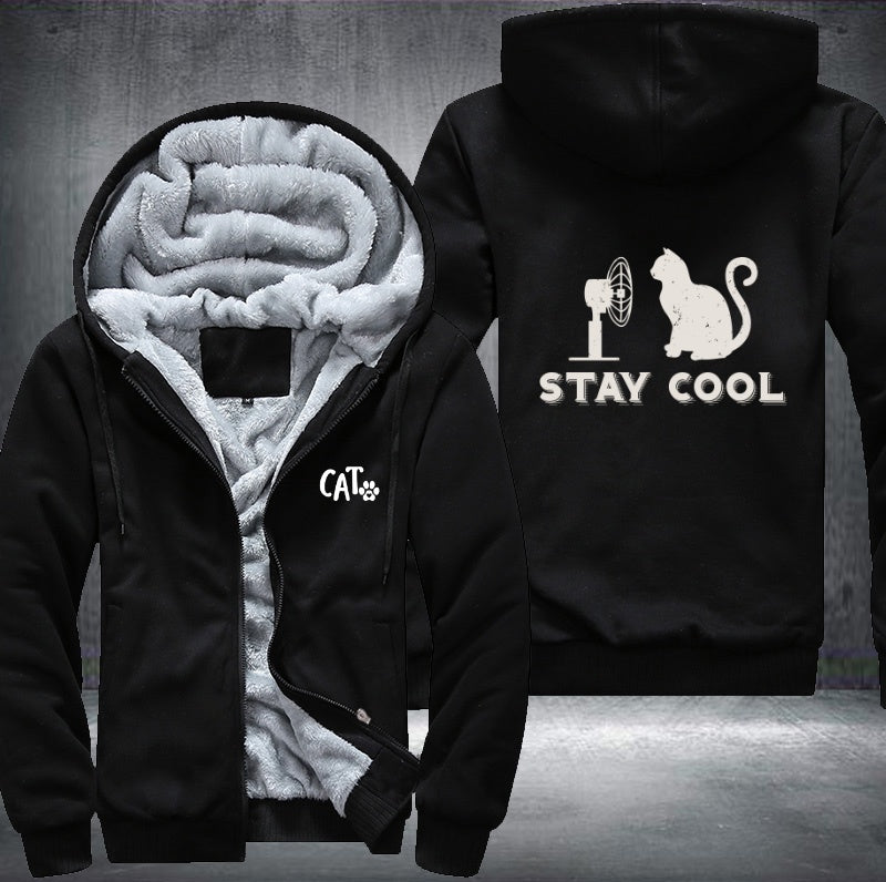 CAT STAY COOL Fleece Hoodies Jacket