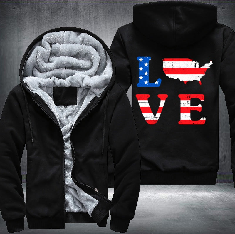 LOVE AMERICA Fleece Hoodies Jacket