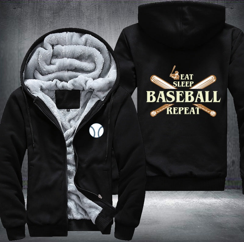 Eat sleep baseball repeat Fleece Hoodies Jacket