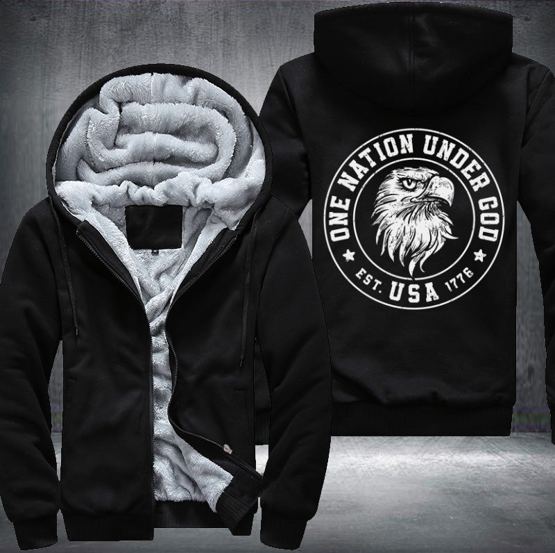 ONE NATION UNDER GOD EST. USA 1776 Fleece Hoodies Jacket