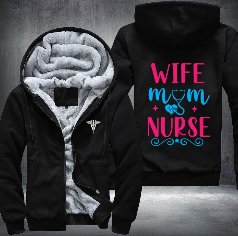 Wife mom nurse Fleece Hoodies Jacket