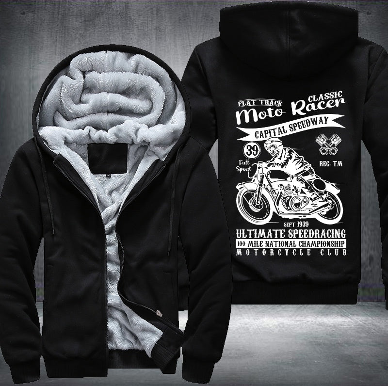 Flat track moto classic racer Fleece Hoodies Jacket