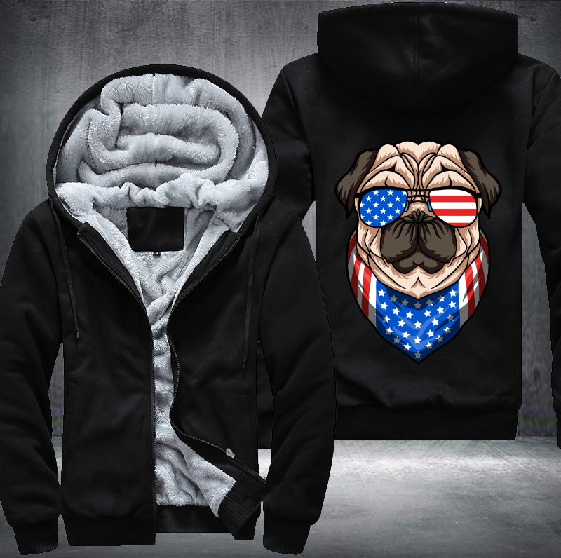 American PUG DOG Fleece Hoodies Jacket