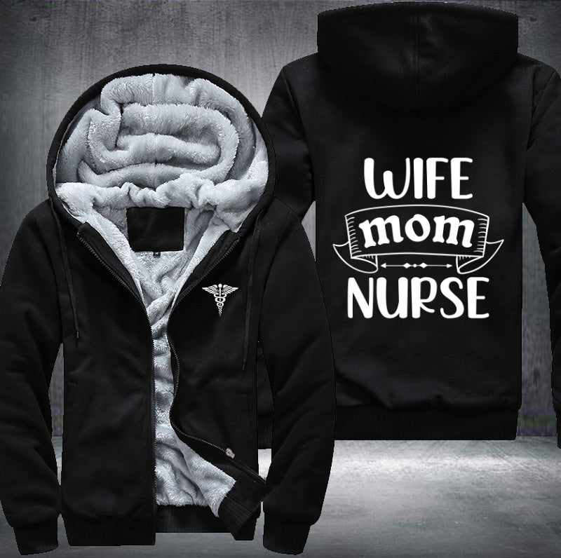 Wife mom nurse printed Fleece Hoodies Jacket