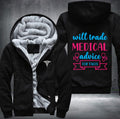Will trade medical advice for tacos printed Fleece Hoodies Jacket