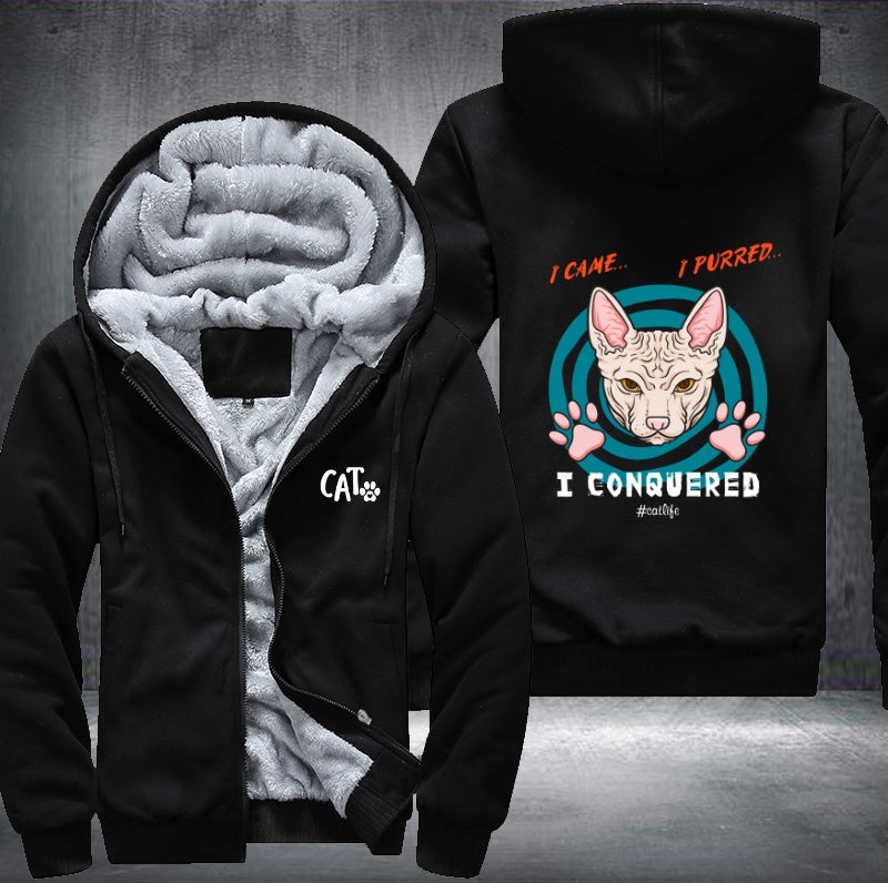 I CAME I PURRED I CONQUERED CAT Fleece Hoodies Jacket