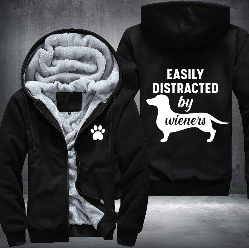 Easily distracted by wieners Fleece Hoodies Jacket