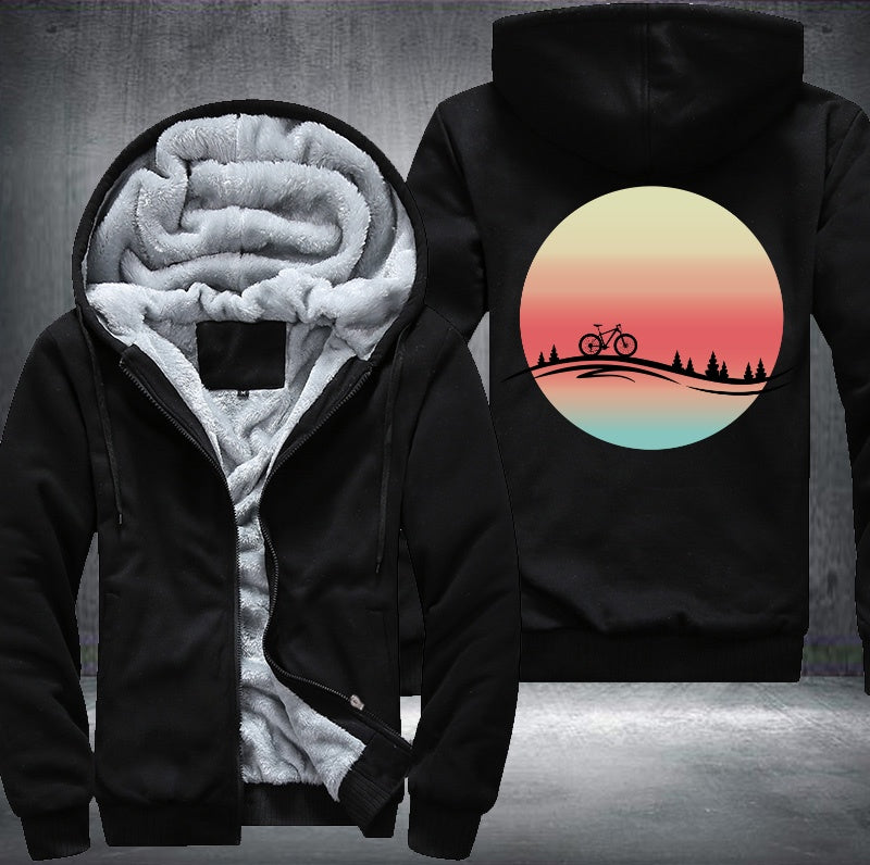 Bicycle Sunset Fleece Hoodies Jacket