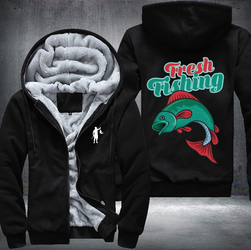 Fresh Fishing Fleece Hoodies Jacket