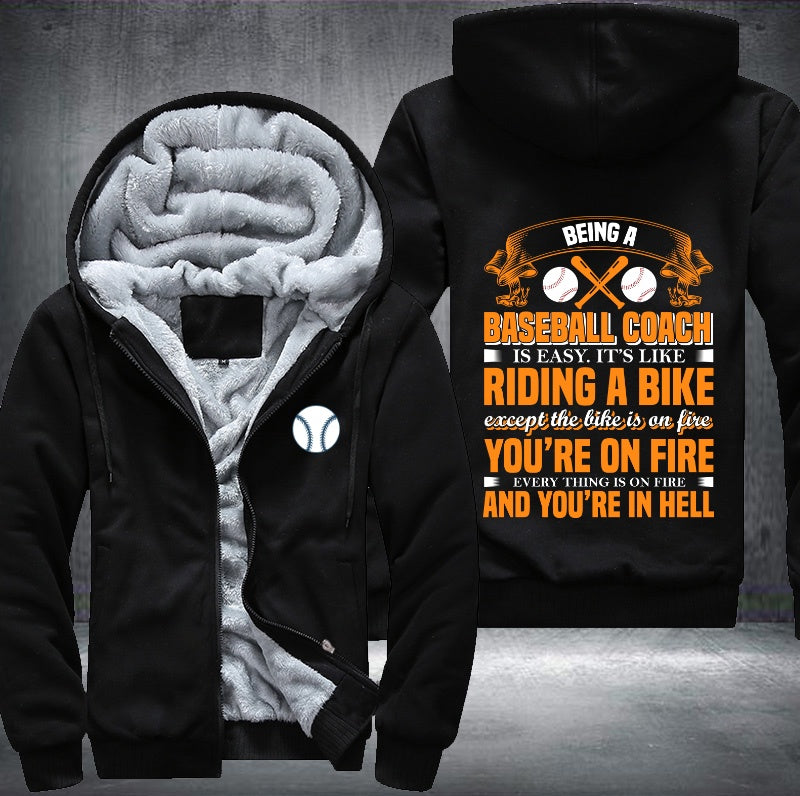 Baseball coach is easy it's like riding a bike Fleece Hoodies Jacket