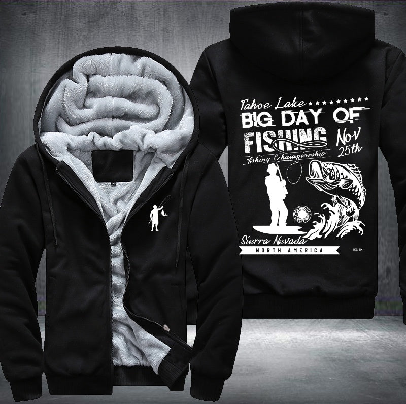 Tahoe lake big day of fishing Fleece Hoodies Jacket