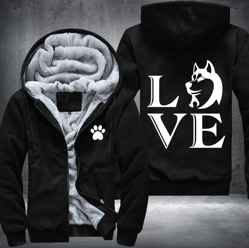 Love Dog Fleece Hoodies Jacket