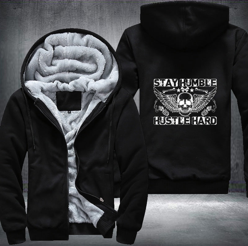 Skull Stay Humble Hustle Hard Fleece Hoodies Jacket