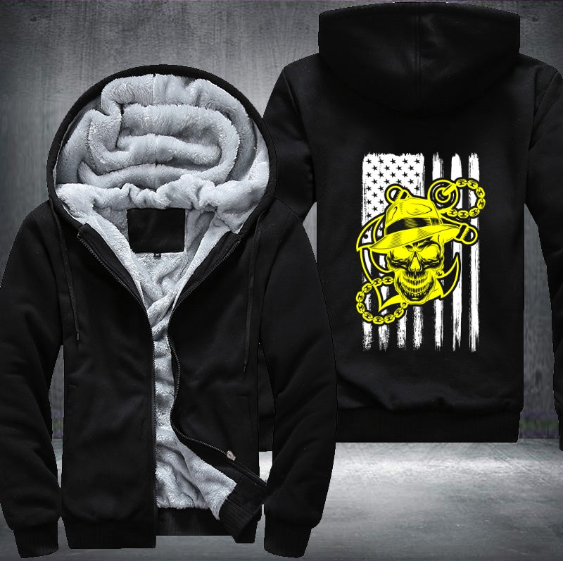 Yellow Skull USA Fleece Hoodies Jacket