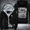 With Jesus in her heart and coffee in her hand she is unstoppable Fleece Hoodies Jacket