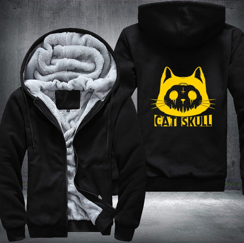 Cat Skull Fleece Hoodies Jacket