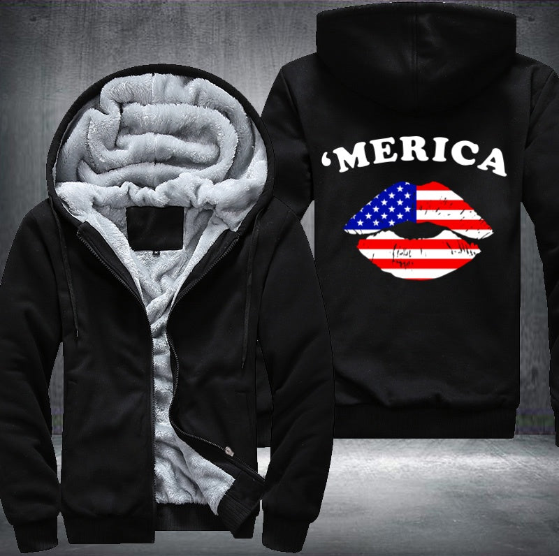'MERICA KISS Fleece Hoodies Jacket