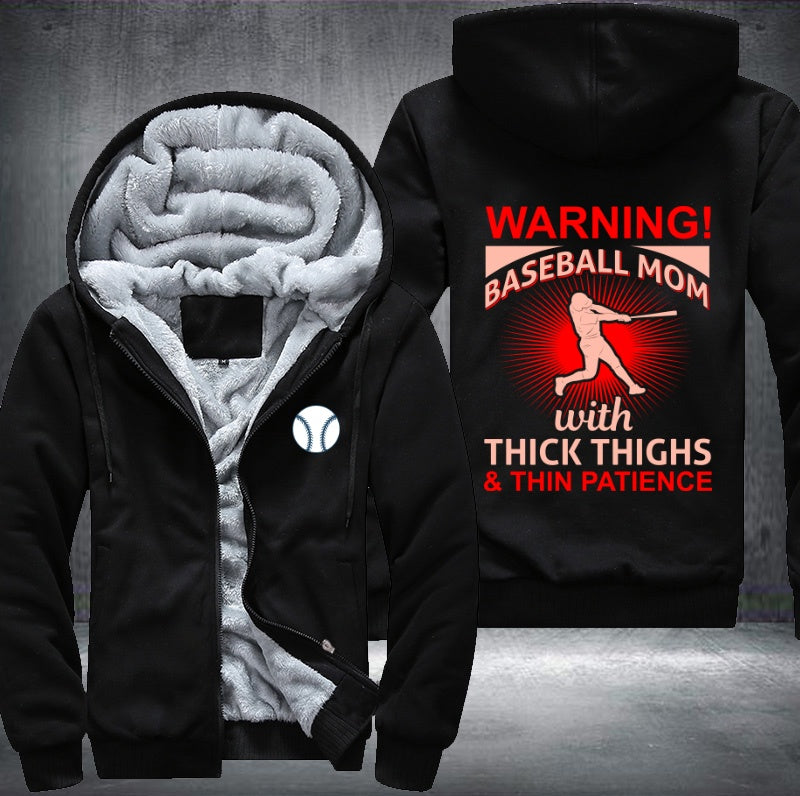 Warning Baseball Mom Fleece Hoodies Jacket