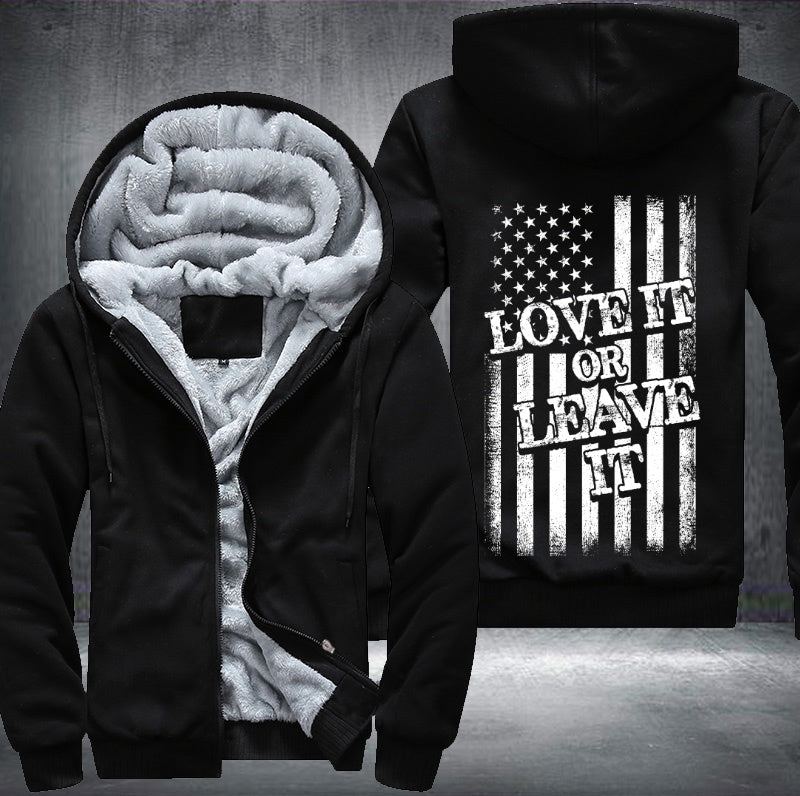 LOVE IT OR LEAVE IT US FLAG Fleece Hoodies Jacket