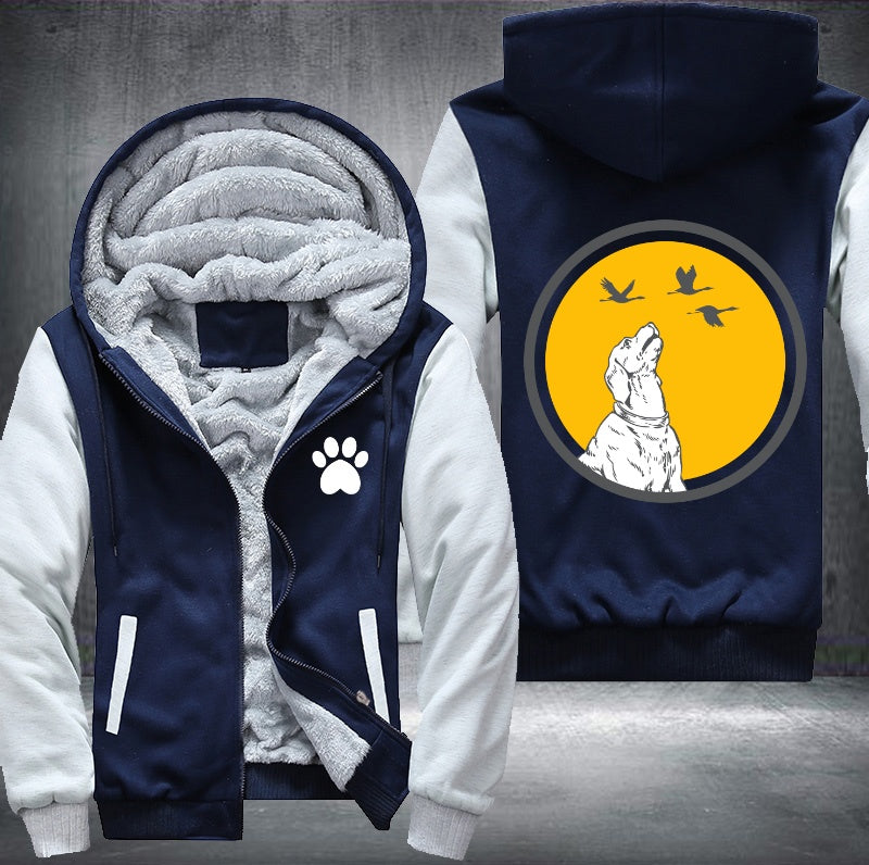 Dog looking to the sky Fleece Hoodies Jacket