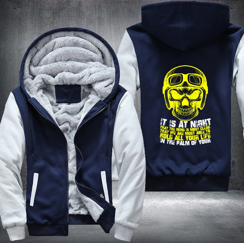 Skull It Is At Night Fleece Hoodies Jacket