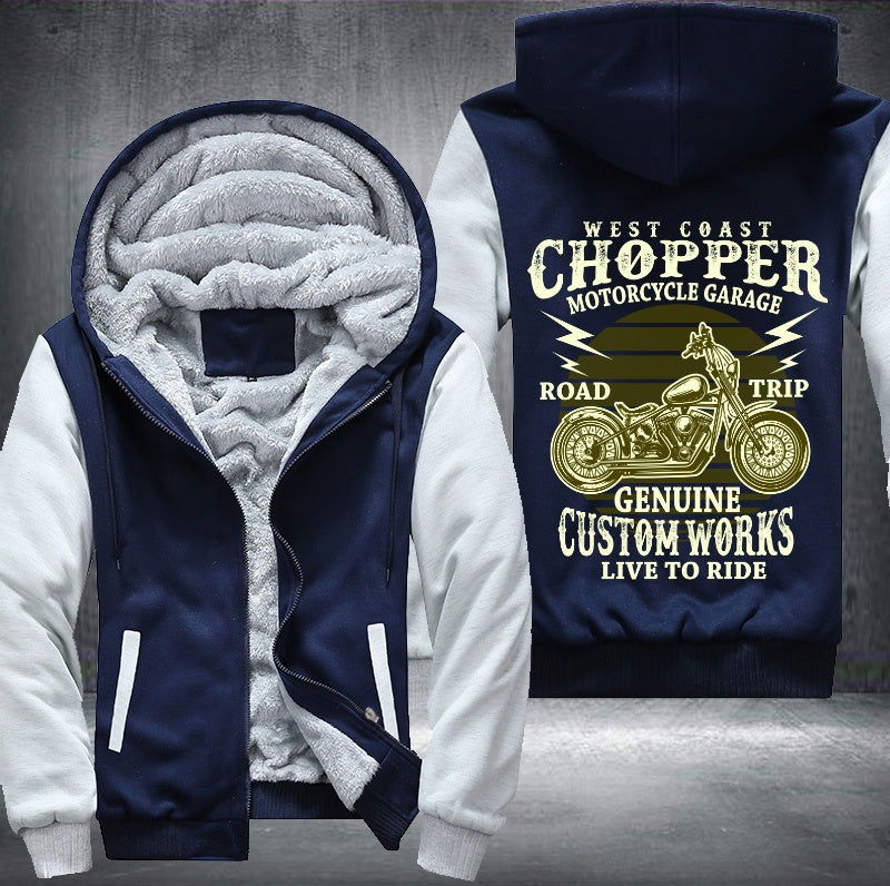 West coast chopper motorcycle garage Fleece Hoodies Jacket