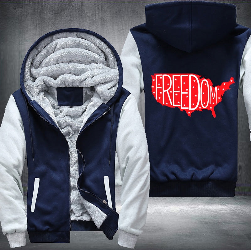 FREEDOM US RED MAP Fleece Hoodies Jacket