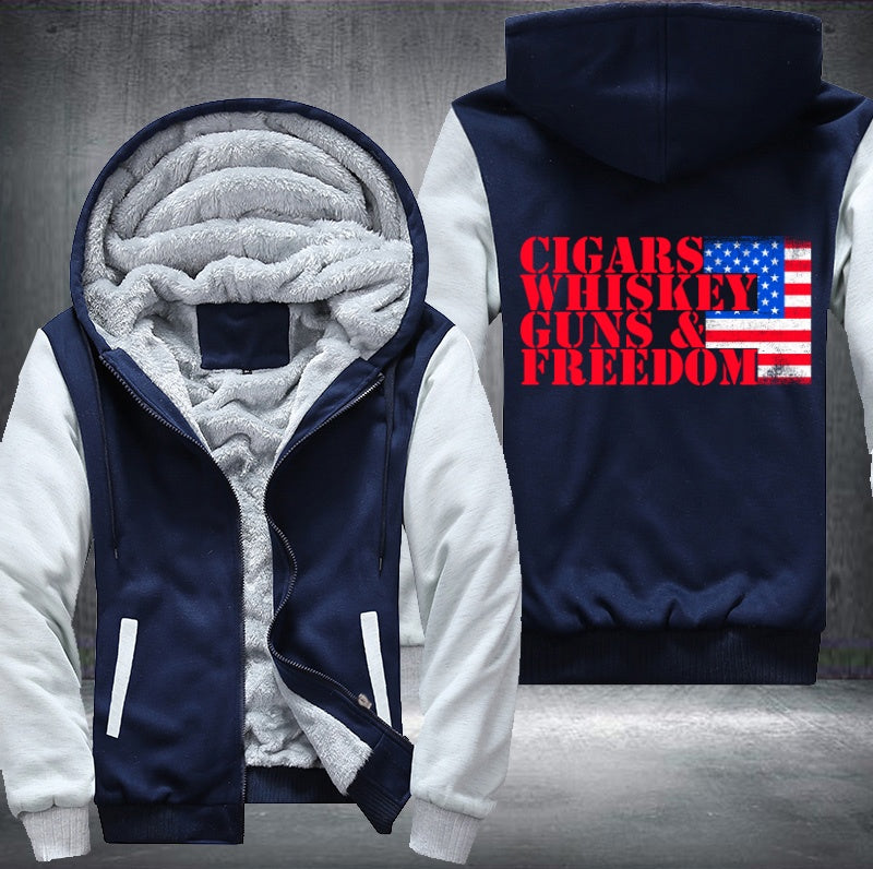 CIGARS WHISKEY GUNS & FREEDOM Fleece Hoodies Jacket