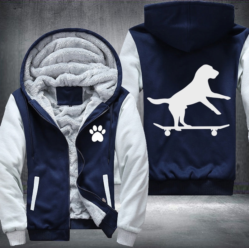 skateboarding Dog  Fleece Hoodies Jacket
