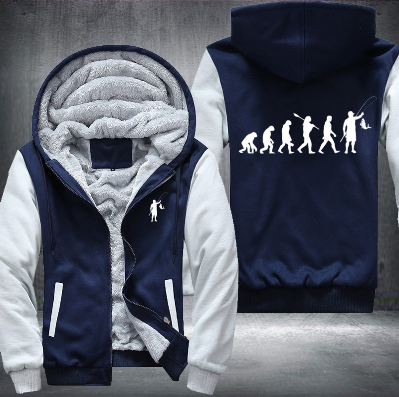 Human evolution Fishing Fleece Hoodies Jacket