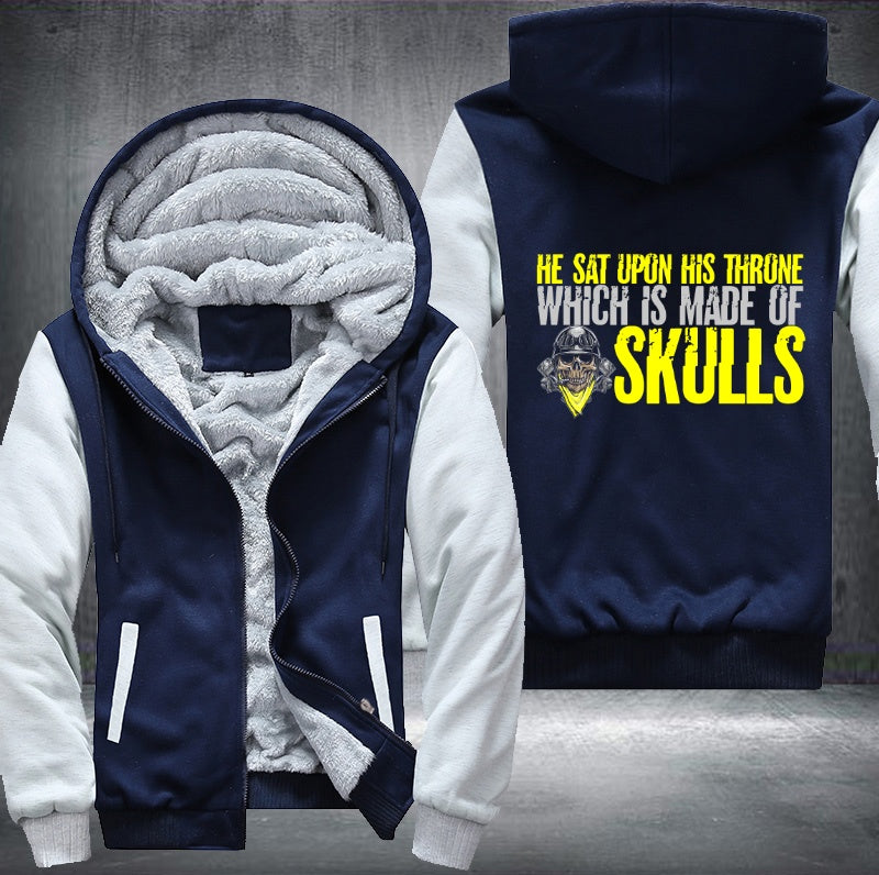 He sat up on his throne which is made of skull Fleece Hoodies Jacket