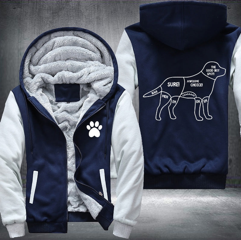Dog body the good boy spot Fleece Hoodies Jacket