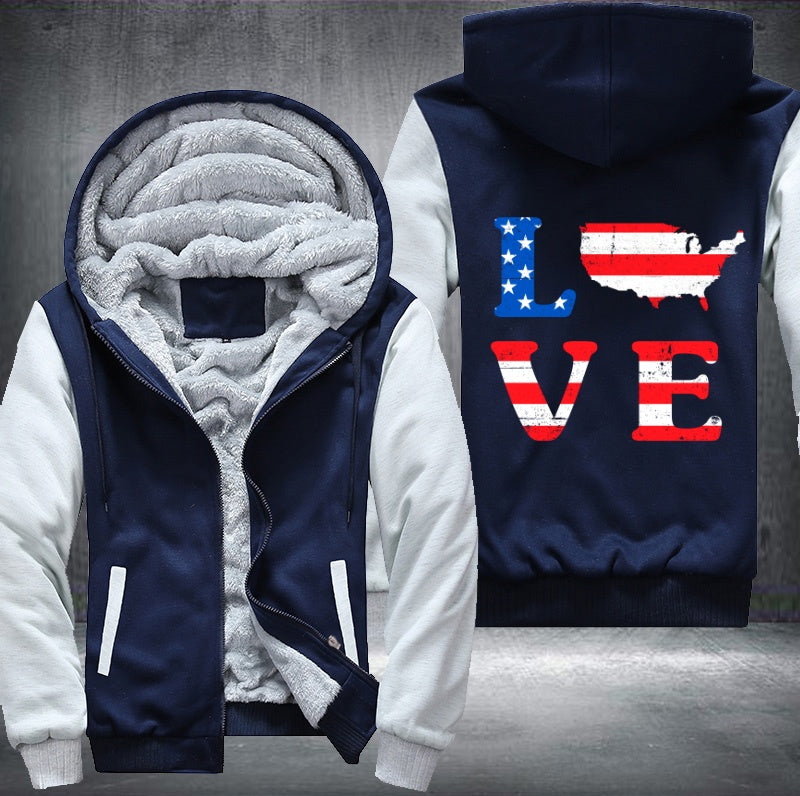 LOVE AMERICA Fleece Hoodies Jacket