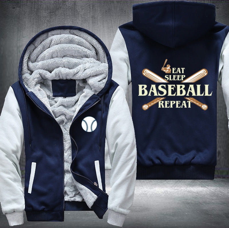 Eat sleep baseball repeat Fleece Hoodies Jacket