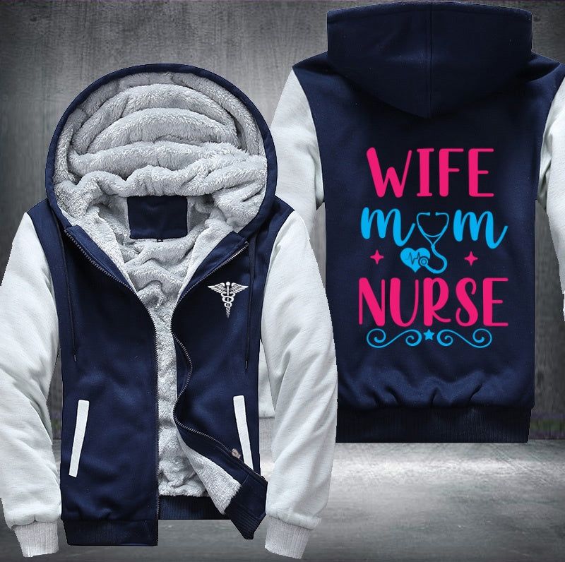 Wife mom nurse Fleece Hoodies Jacket