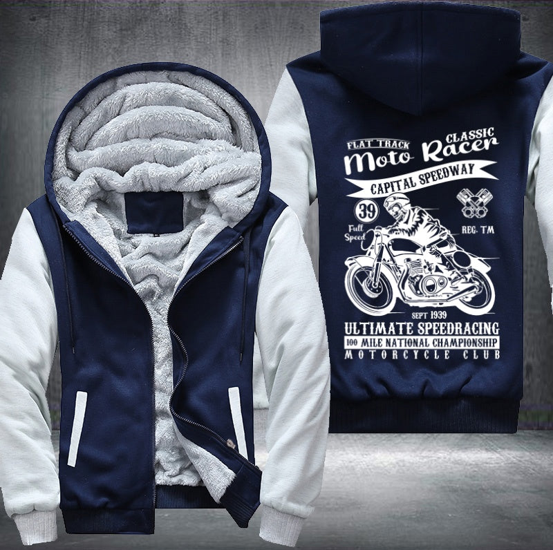 Flat track moto classic racer Fleece Hoodies Jacket