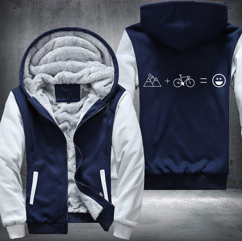 Mountain plus Bicycle is smile to work Fleece Hoodies Jacket