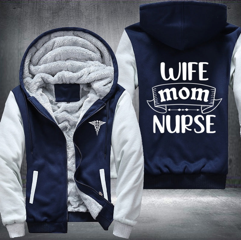 Wife mom nurse printed Fleece Hoodies Jacket
