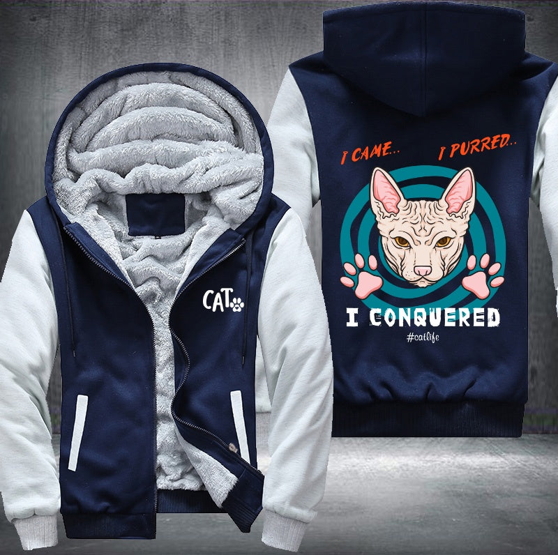 I CAME I PURRED I CONQUERED CAT Fleece Hoodies Jacket
