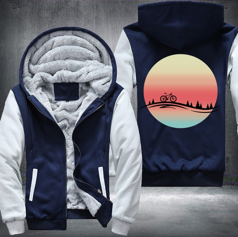Bicycle Sunset Fleece Hoodies Jacket