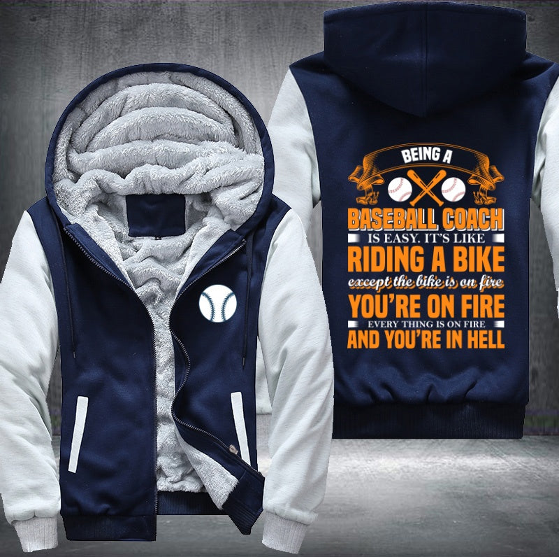 Baseball coach is easy it's like riding a bike Fleece Hoodies Jacket
